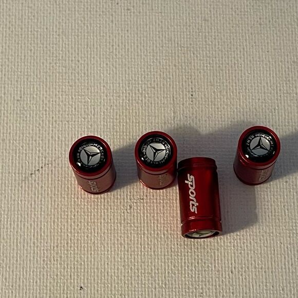 Mercedes Benz Sports Logo valve Stem caps in Red set of 4 NWT - Picture 1 of 5